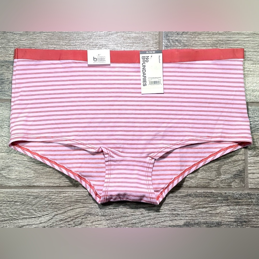 New Nobo, No Boundaries cotton boyshort panties You pick size Orchid Rose Stripe
